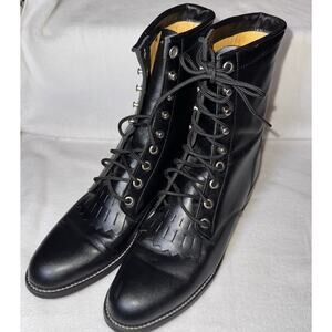 Vintage Justin Black Lace-Up Roper Kiltie Cowboy Boots Women’s Size 7.5A #L0506